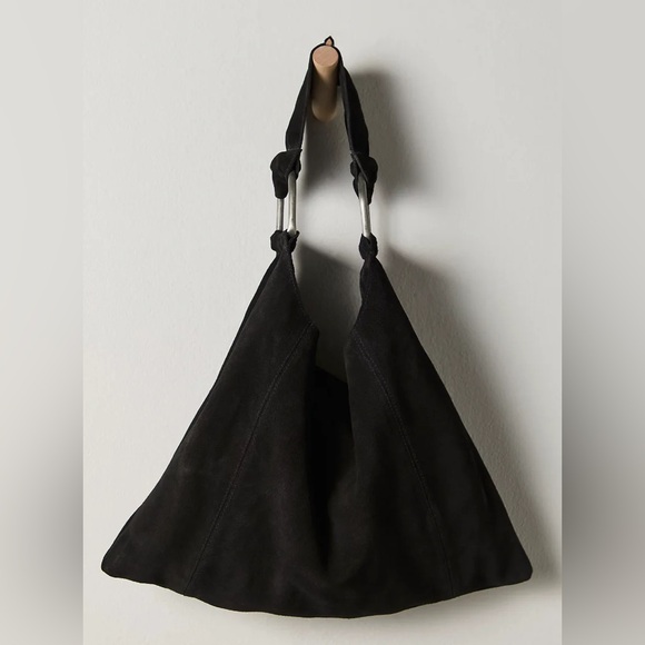 Free People Bobbi Suede Shoulder Bag • Black Slouchy Hobo Purse • NWOT - Picture 2 of 4